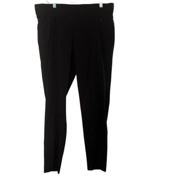 Ann Klein Black Flat Front Pants Slacks 10 Zipper Pockets Pull On - Picture 1 of 9